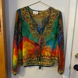 Multicolor Embellished Women's Blouse boho chic